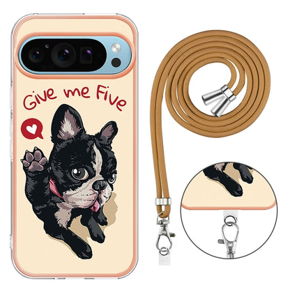 For Google Pixel 9 Pro XL Electroplating Dual-side IMD Phone Case with Lanyard(Lucky Dog) - Google Cases by PMC Jewellery | Online Shopping South Africa | PMC Jewellery | Buy Now Pay Later Mobicred