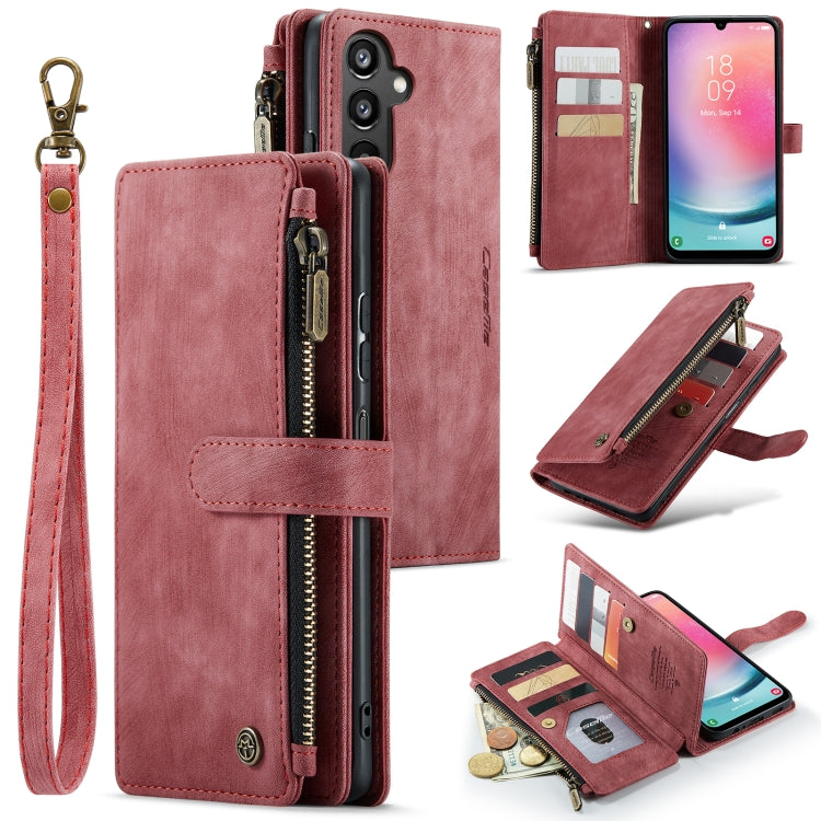 For Samsung Galaxy A24 4G CaseMe C30 Card Slots Zipper Wallet Leather Phone Case(Red) - Galaxy Phone Cases by CaseMe | Online Shopping South Africa | PMC Jewellery | Buy Now Pay Later Mobicred