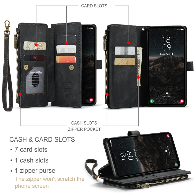 For Samsung Galaxy S24 5G CaseMe C30 Card Slots Zipper Wallet Leather Phone Case(Black) - Galaxy S24 5G Cases by CaseMe | Online Shopping South Africa | PMC Jewellery | Buy Now Pay Later Mobicred