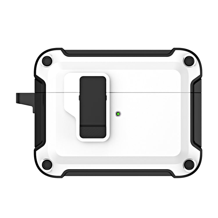 For AirPods Pro 2 TPU + PC Wireless Bluetooth Earphone Protective Case with Switch Lock & Hook(White) - For AirPods Pro 2 by PMC Jewellery | Online Shopping South Africa | PMC Jewellery | Buy Now Pay Later Mobicred
