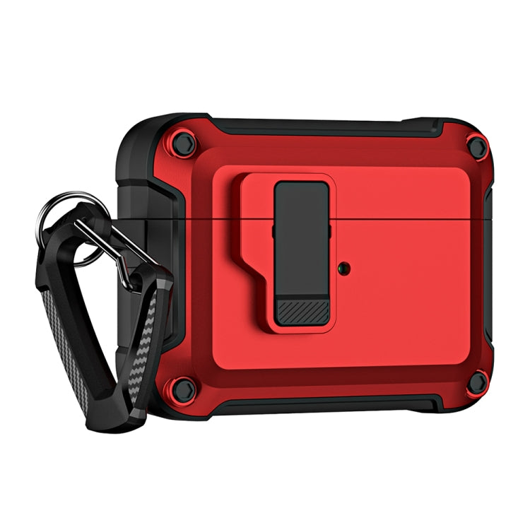 For AirPods Pro 2 TPU + PC Wireless Bluetooth Earphone Protective Case with Switch Lock & Hook(Red) - For AirPods Pro 2 by PMC Jewellery | Online Shopping South Africa | PMC Jewellery | Buy Now Pay Later Mobicred