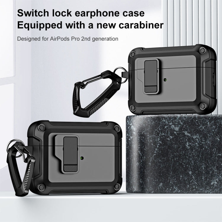 For AirPods Pro 2 TPU + PC Wireless Bluetooth Earphone Protective Case with Switch Lock & Hook(Blue) - For AirPods Pro 2 by PMC Jewellery | Online Shopping South Africa | PMC Jewellery | Buy Now Pay Later Mobicred