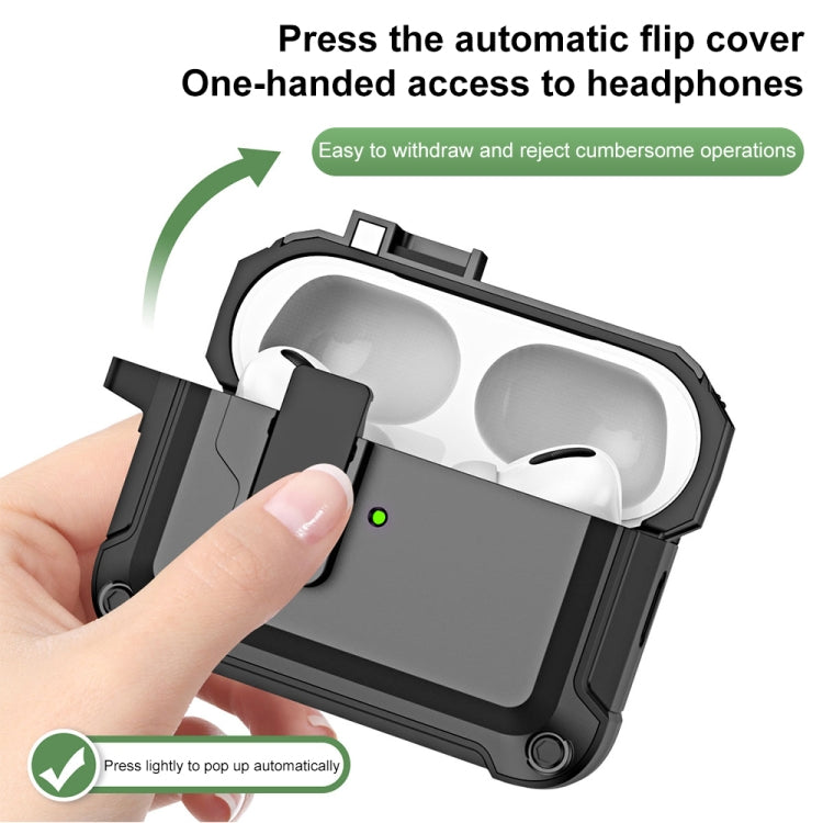 For AirPods Pro 2 TPU + PC Wireless Bluetooth Earphone Protective Case with Switch Lock & Hook(White) - For AirPods Pro 2 by PMC Jewellery | Online Shopping South Africa | PMC Jewellery | Buy Now Pay Later Mobicred