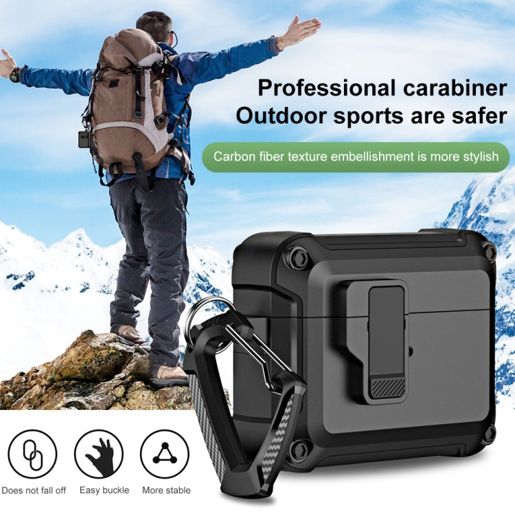 For AirPods Pro 2 TPU + PC Wireless Bluetooth Earphone Protective Case with Switch Lock & Hook(Dark Green) - For AirPods Pro 2 by PMC Jewellery | Online Shopping South Africa | PMC Jewellery | Buy Now Pay Later Mobicred