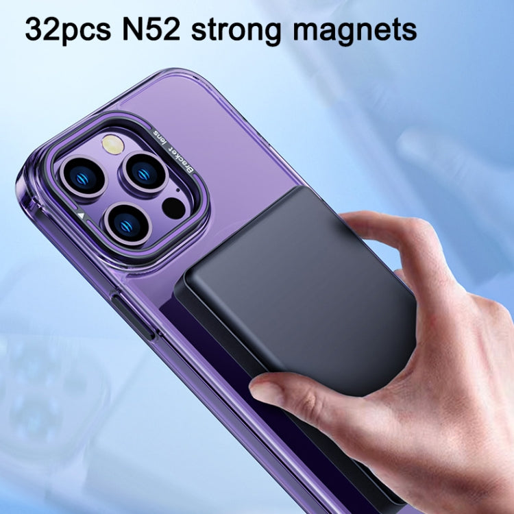 For iPhone 15 Plus MagSafe Magnetic Invisible Holder Transparent Phone Case(Purple) - iPhone 15 Plus Cases by PMC TechLife | Online Shopping South Africa | PMC TechLife