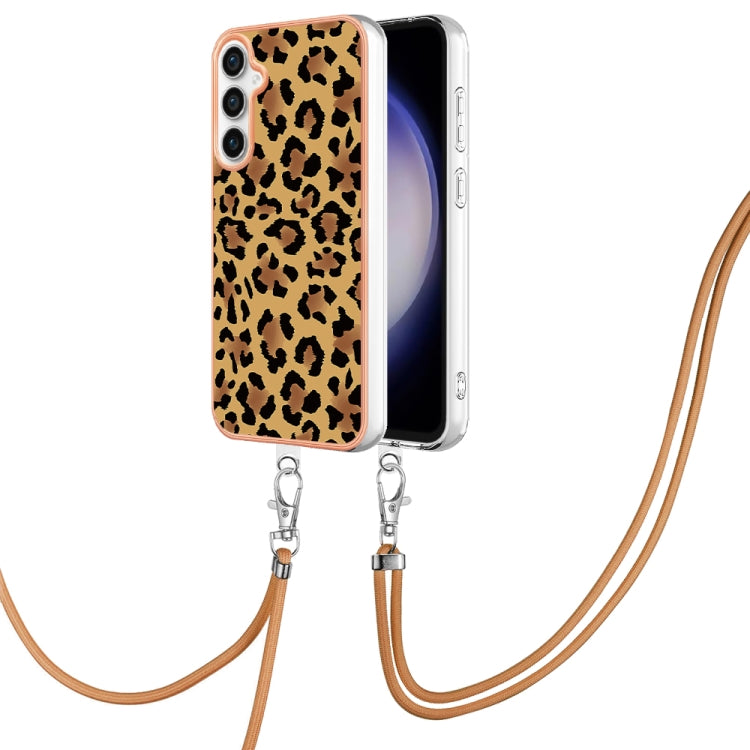 For Samsung Galaxy S23 FE 5G Electroplating Dual-side IMD Phone Case with Lanyard(Leopard Print) - Galaxy S23 FE 5G Cases by PMC Jewellery | Online Shopping South Africa | PMC Jewellery