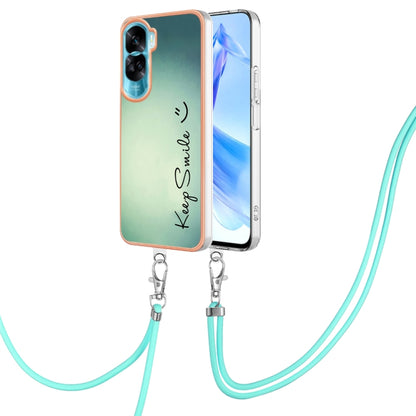 For Honor 90 Lite 5G Electroplating Dual-side IMD Phone Case with Lanyard(Smile) - Honor Cases by PMC Jewellery | Online Shopping South Africa | PMC Jewellery | Buy Now Pay Later Mobicred