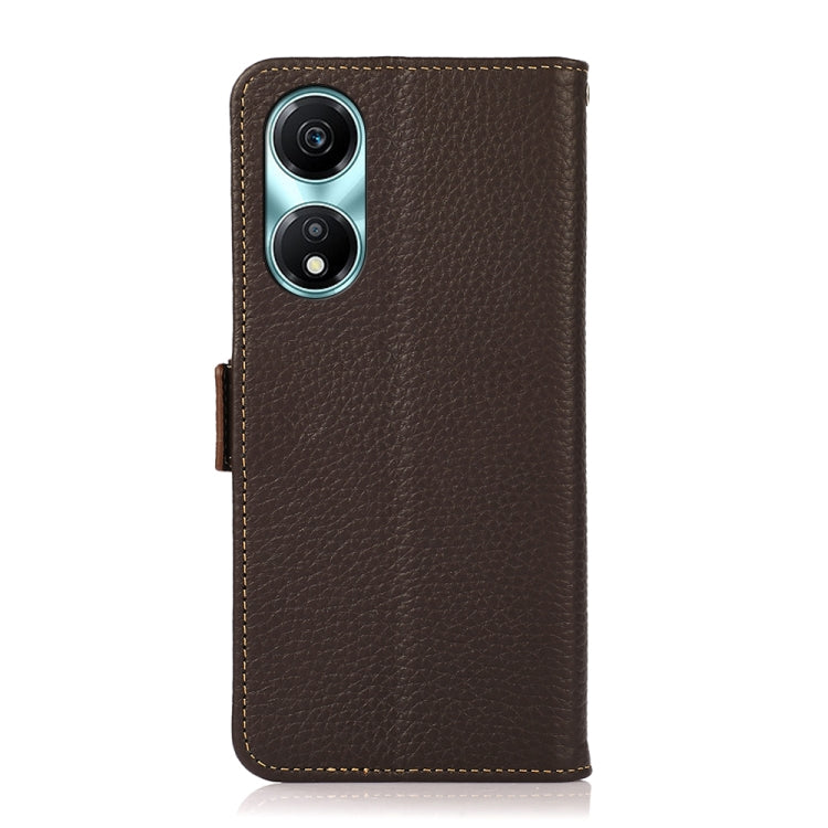 For Honor X5 Plus KHAZNEH Side-Magnetic Litchi Genuine Leather RFID Phone Case(Brown) - Honor Cases by PMC TechLife | Online Shopping South Africa | PMC TechLife | Buy Now Pay Later Mobicred