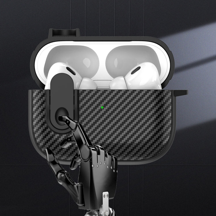 For AirPods 3 Carbon Fiber Texture Wireless Earphones Case with Security Lock(Black) - For AirPods 3 by PMC Jewellery | Online Shopping South Africa | PMC Jewellery | Buy Now Pay Later Mobicred