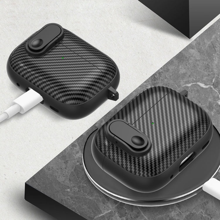 For AirPods Pro 2 Carbon Fiber Texture Wireless Earphones Case with Security Lock(Green) - For AirPods Pro 2 by PMC Jewellery | Online Shopping South Africa | PMC Jewellery | Buy Now Pay Later Mobicred