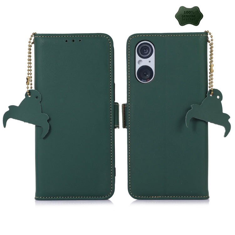 For Sony Xperia 5 V Genuine Leather Magnetic RFID Leather Phone Case(Green) - Sony Cases by PMC TechLife | Online Shopping South Africa | PMC TechLife | Buy Now Pay Later Mobicred