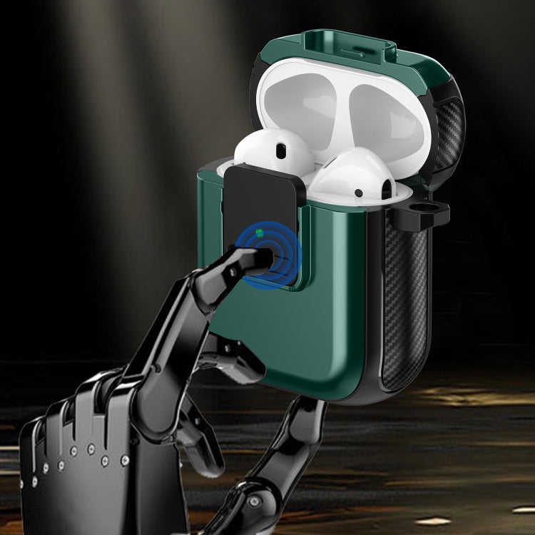 For AirPods 2 / 1 TPU + PC Wireless Earphones Case with Magnetic Switch(Green) - For AirPods 1/2 by PMC Jewellery | Online Shopping South Africa | PMC Jewellery | Buy Now Pay Later Mobicred
