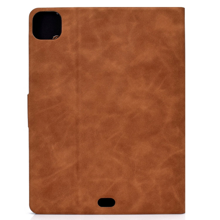 For iPad Pro 11 2024 Cowhide Texture Leather Smart Tablet Case(Brown) - iPad Pro 11 2024 Cases by PMC TechLife | Online Shopping South Africa | PMC TechLife | Buy Now Pay Later Mobicred