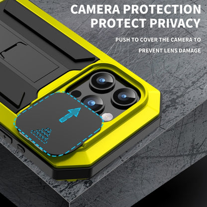 For iPhone 15 Pro R-JUST Sliding Camera Life Waterproof Holder Phone Case(Yellow) - iPhone 15 Pro Cases by R-JUST | Online Shopping South Africa | PMC Jewellery