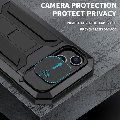 For iPhone 15 R-JUST Sliding Camera Life Waterproof Holder Phone Case(Black) - iPhone 15 Cases by R-JUST | Online Shopping South Africa | PMC Jewellery