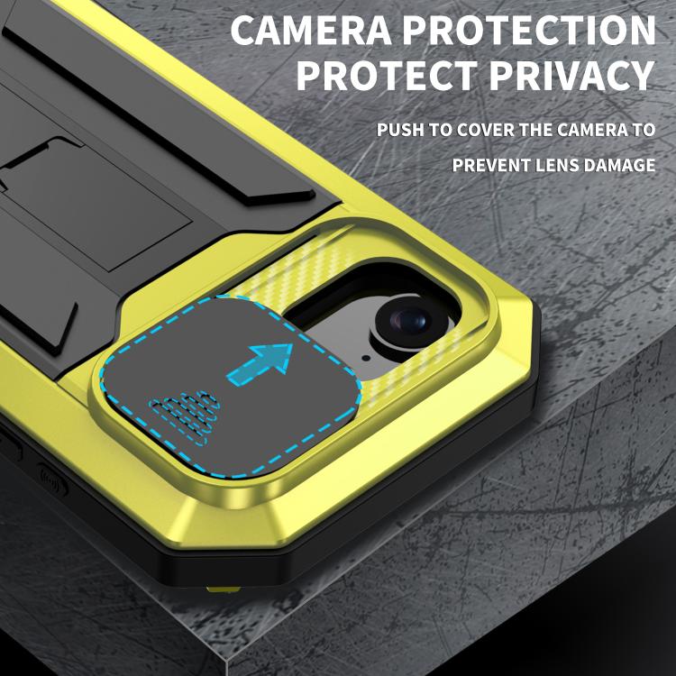 For iPhone 16e R-JUST Sliding Camera IP54 Life Waterproof Holder Phone Case(Yellow) - free shipping - PMC TechLife - Order now!
