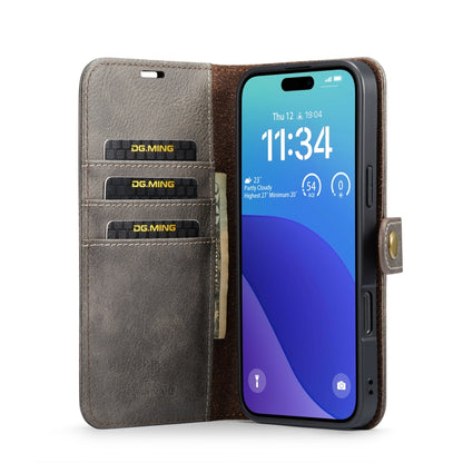 For iPhone 16 Pro DG.MING Crazy Horse Texture Detachable Magnetic Leather Phone Case(Grey) - iPhone 16 Pro Cases by DG.MING | Online Shopping South Africa | PMC Jewellery | Buy Now Pay Later Mobicred