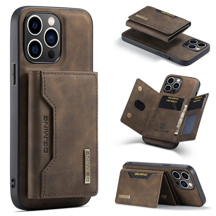 For iPhone 15 Pro DG.MING M2 Series 3-Fold Card Bag Wallet Leather Phone Case(Coffee) - iPhone 15 Pro Cases by DG.MING | Online Shopping South Africa | PMC TechLife | Buy Now Pay Later Mobicred