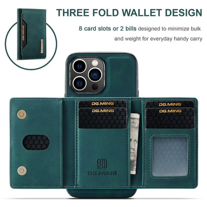 For iPhone 15 Pro DG.MING M2 Series 3-Fold Card Bag Wallet Leather Phone Case(Green) - iPhone 15 Pro Cases by DG.MING | Online Shopping South Africa | PMC Jewellery | Buy Now Pay Later Mobicred