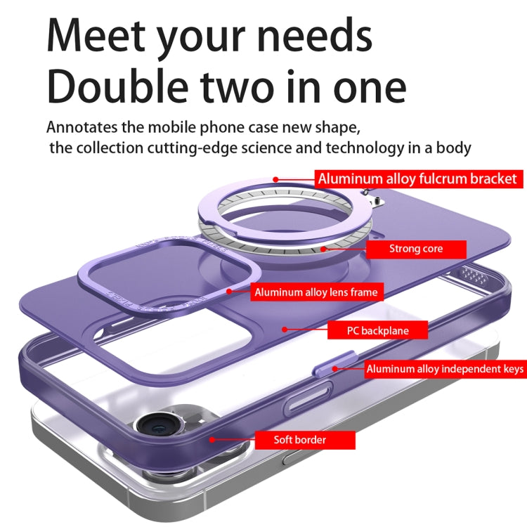 For iPhone 11 MagSafe Metal Holder Frosted Translucent Phone Case(Dark Purple) - iPhone 11 Cases by PMC TechLife | Online Shopping South Africa | PMC TechLife