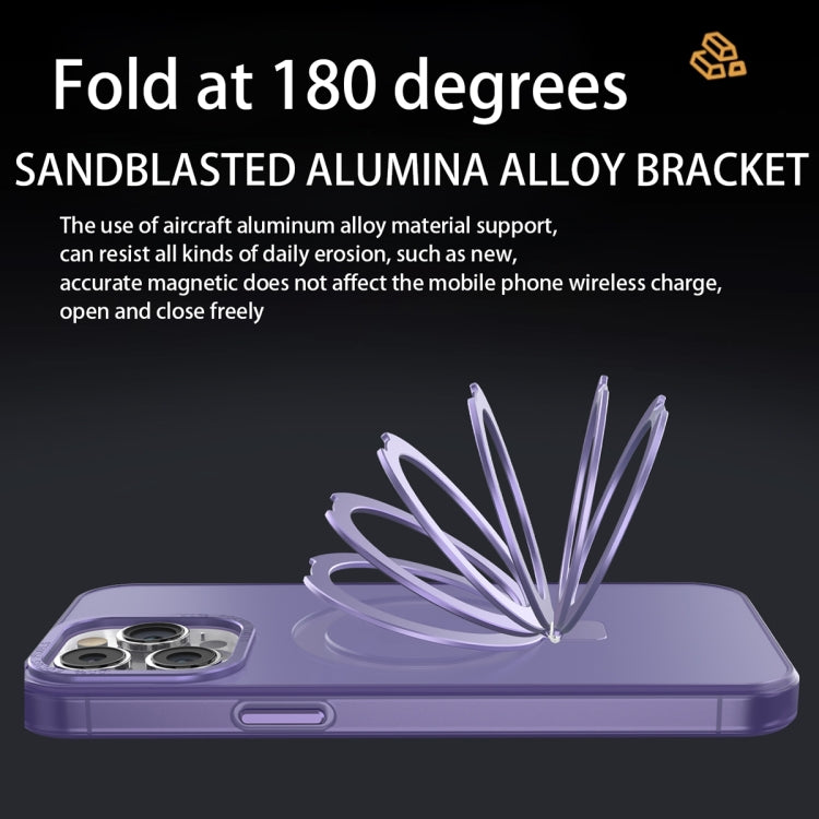 For iPhone 11 MagSafe Metal Holder Frosted Translucent Phone Case(Dark Purple) - iPhone 11 Cases by PMC Jewellery | Online Shopping South Africa | PMC Jewellery