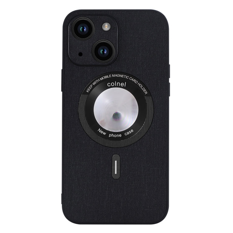 For iPhone 15 Plus Cloth Texture MagSafe Magnetic PU Phone Case(Black) - iPhone 15 Plus Cases by PMC TechLife | Online Shopping South Africa | PMC TechLife