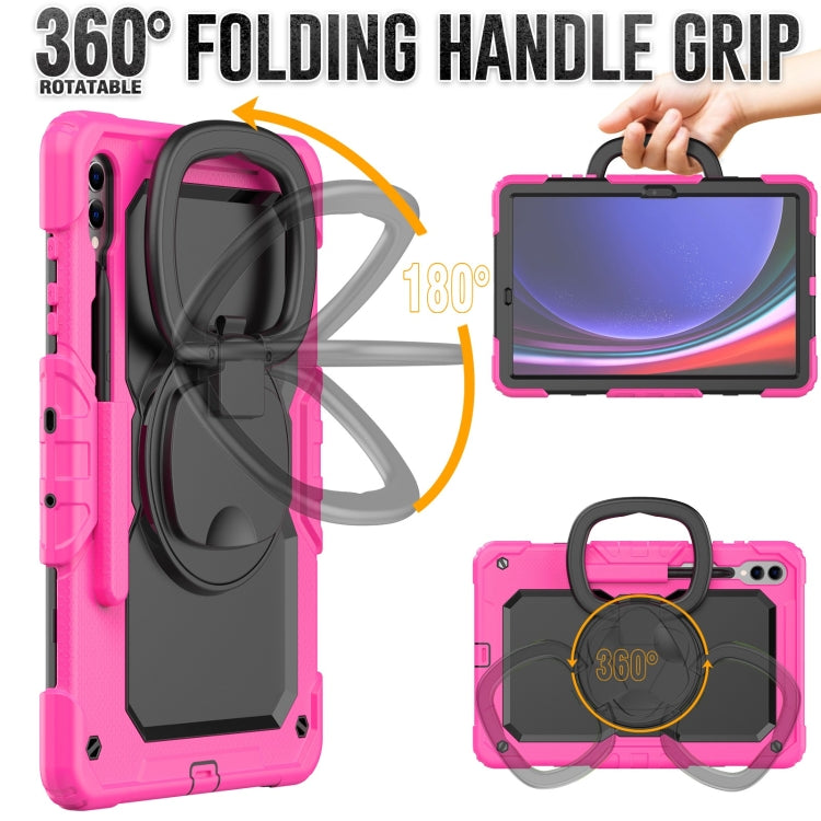 For Samsung Galaxy Tab S9+ / S10+ D Type Silicone Hybrid PC Tablet Case with Handle Holder(Rose Red) - free shipping - PMC Jewellery - Order now!