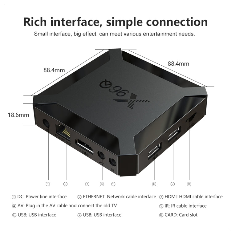X96Q HD 4K Smart TV Box without Wall Mount, Android 10.0, Allwinner H313 Quad Core ARM Cortex A53 , Support TF Card, HDMI, RJ45, AV, USBx2, Specification:1GB+8GB - Allwinner H3 by PMC Jewellery | Online Shopping South Africa | PMC Jewellery | Buy Now Pay Later Mobicred