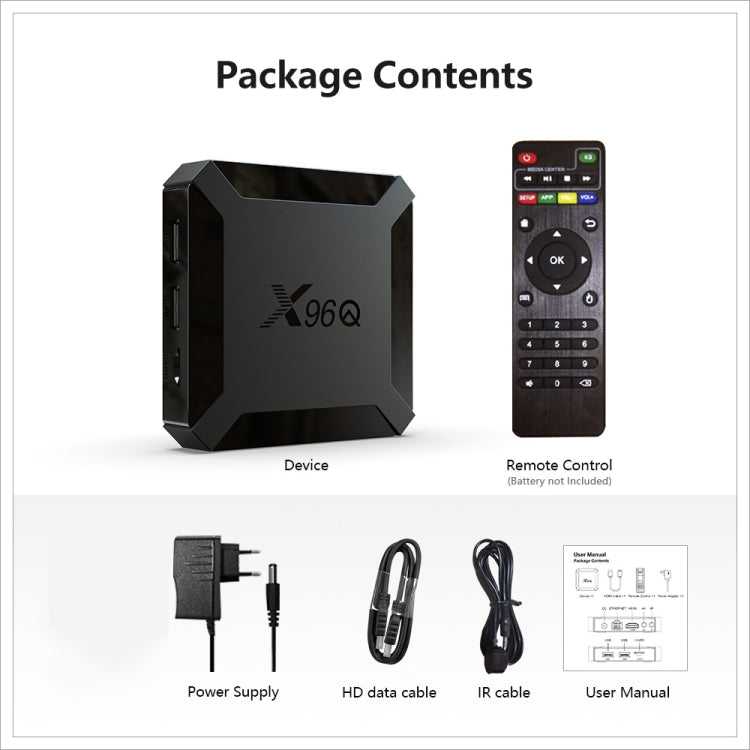 X96Q HD 4K Smart TV Box without Wall Mount, Android 10.0, Allwinner H313 Quad Core ARM Cortex A53 , Support TF Card, HDMI, RJ45, AV, USBx2, Specification:2GB+16GB - Allwinner H3 by PMC Jewellery | Online Shopping South Africa | PMC Jewellery | Buy Now Pay Later Mobicred