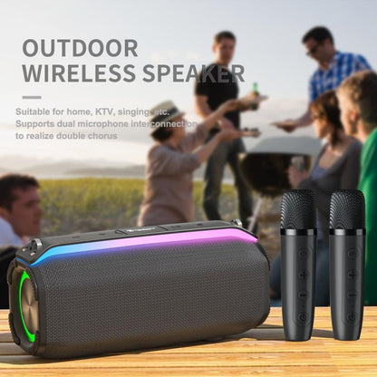 New RiXing NR8809 20W Outdoor Portable TWS Smart Wireless Bluetooth Speaker, Style:Dual Mic(Grey) - Desktop Speaker by NewRixing | Online Shopping South Africa | PMC Jewellery | Buy Now Pay Later Mobicred