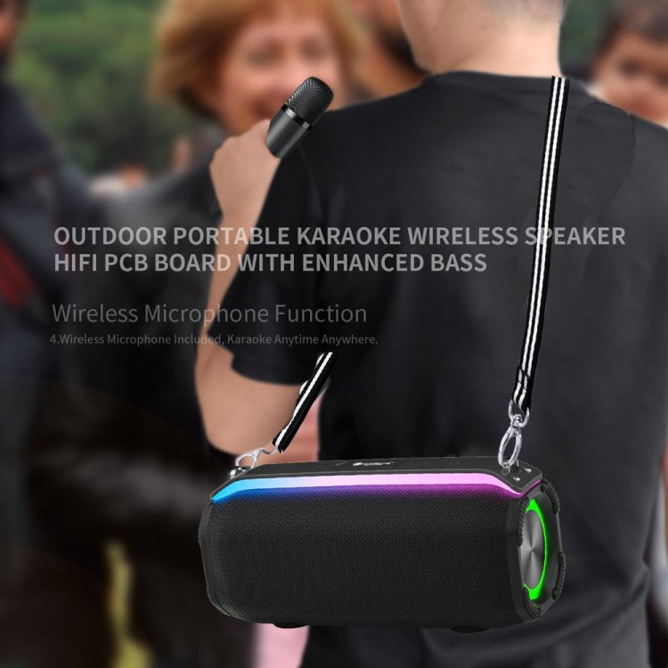 New RiXing NR8809 20W Outdoor Portable TWS Smart Wireless Bluetooth Speaker, Style:Single Mic(Black) - free shipping - PMC Jewellery - Order now!