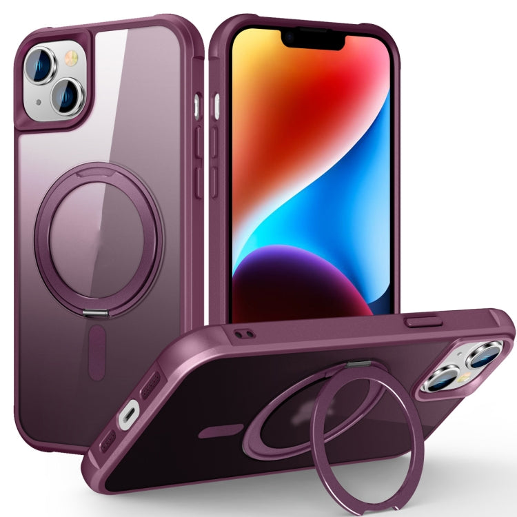 For iPhone 14 Plus MagSafe Magnetic Rotating Holder Phone Case(Wine Red) - iPhone 14 Plus Cases by PMC Jewellery | Online Shopping South Africa | PMC Jewellery