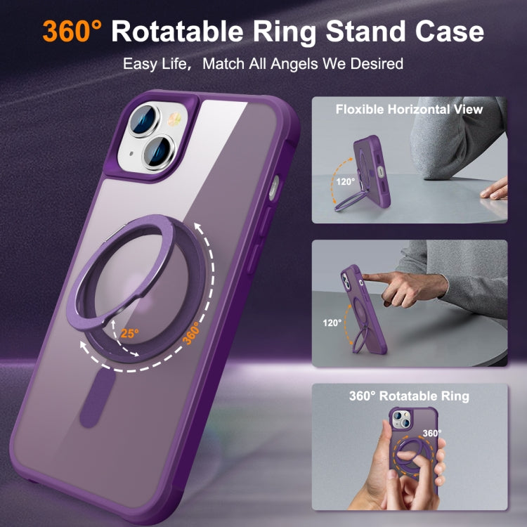 For iPhone 14 Plus MagSafe Magnetic Rotating Holder Phone Case(Purple) - iPhone 14 Plus Cases by PMC Jewellery | Online Shopping South Africa | PMC Jewellery