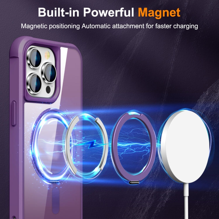 For iPhone 14 Pro Max MagSafe Magnetic Rotating Holder Phone Case(Purple) - iPhone 14 Pro Max Cases by PMC Jewellery | Online Shopping South Africa | PMC Jewellery