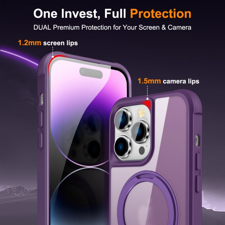 For iPhone 14 Pro Max MagSafe Magnetic Rotating Holder Phone Case(Purple) - iPhone 14 Pro Max Cases by PMC Jewellery | Online Shopping South Africa | PMC Jewellery