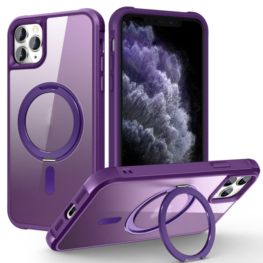 For iPhone 11 Pro Max MagSafe Magnetic Rotating Holder Phone Case(Purple) - iPhone 11 Pro Max Cases by PMC Jewellery | Online Shopping South Africa | PMC Jewellery