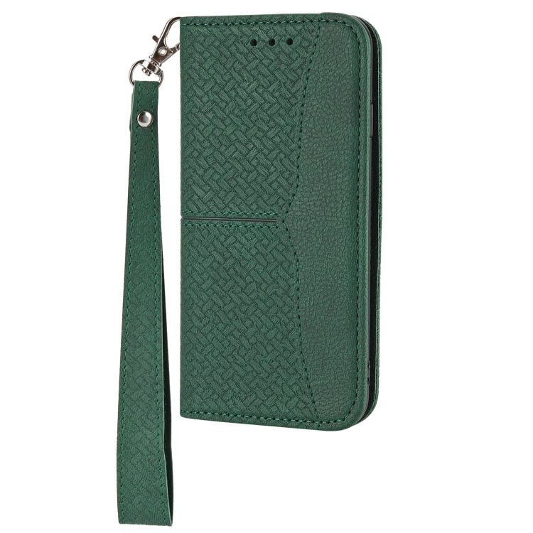 For iPhone 16 Woven Texture Stitching Magnetic Leather Phone Case(Green) - iPhone 16 Cases by PMC Jewellery | Online Shopping South Africa | PMC Jewellery | Buy Now Pay Later Mobicred