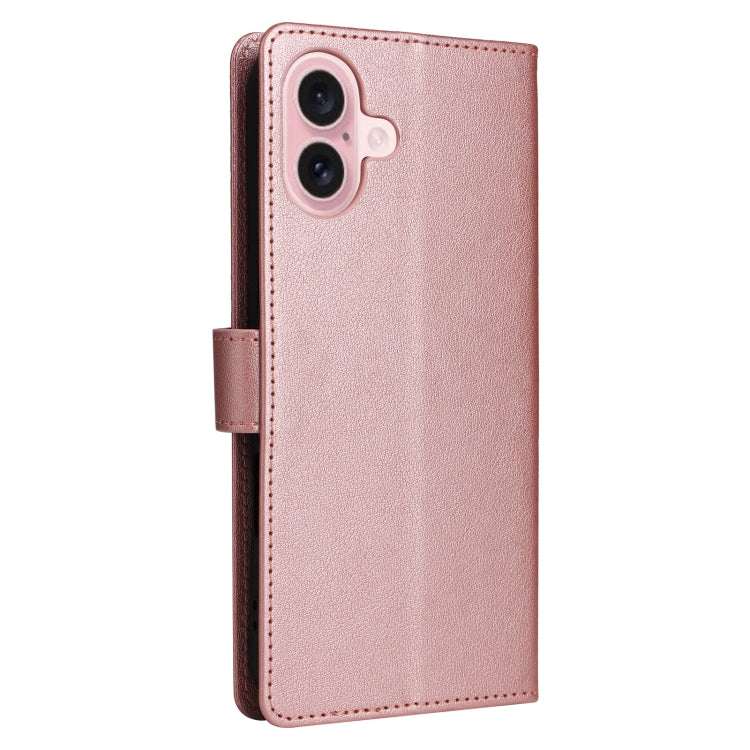 For iPhone 16 Multifunctional Horizontal Flip Leather Phone Case with Three Card Slots(Rose Gold) - iPhone 16 Cases by PMC Jewellery | Online Shopping South Africa | PMC Jewellery | Buy Now Pay Later Mobicred