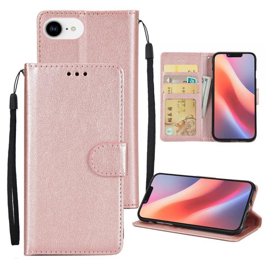 For iPhone 16e Multifunctional Horizontal Flip Leather Phone Case with Three Card Slots(Rose Gold) - iPhone 16e Cases by PMC Jewellery | Online Shopping South Africa | PMC Jewellery | Buy Now Pay Later Mobicred