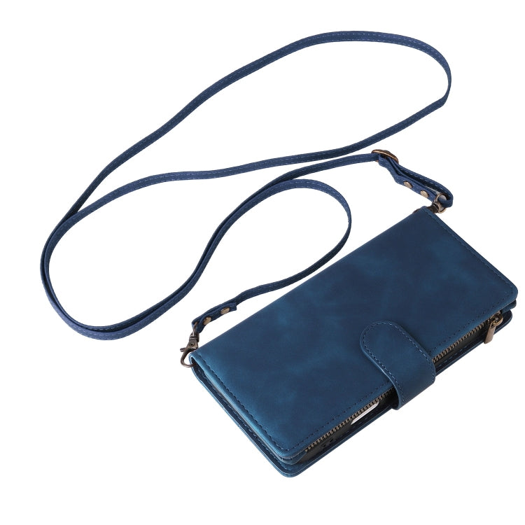 For iPhone 16 Pro Crossbody Multi-card Slot Wallet Zipper Leather Phone Case(Dark Blue) - iPhone 16 Pro Cases by PMC Jewellery | Online Shopping South Africa | PMC Jewellery | Buy Now Pay Later Mobicred