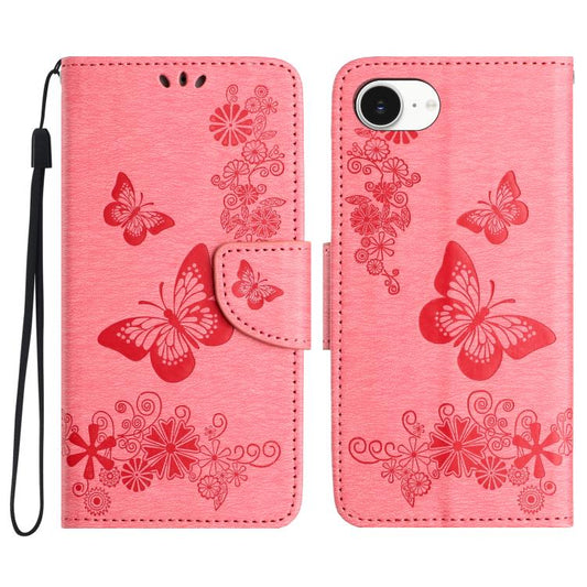 For iPhone 16e Butterfly Embossed Flip Leather Phone Case(Pink) - iPhone 16e Cases by PMC Jewellery | Online Shopping South Africa | PMC Jewellery | Buy Now Pay Later Mobicred