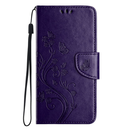 For iPhone 16 Pro Butterfly Flower Pattern Flip Leather Phone Case(Dark Purple) - iPhone 16 Pro Cases by PMC Jewellery | Online Shopping South Africa | PMC Jewellery | Buy Now Pay Later Mobicred