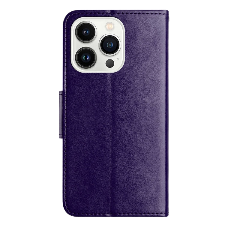 For iPhone 16 Pro Butterfly Flower Pattern Flip Leather Phone Case(Dark Purple) - iPhone 16 Pro Cases by PMC Jewellery | Online Shopping South Africa | PMC Jewellery | Buy Now Pay Later Mobicred