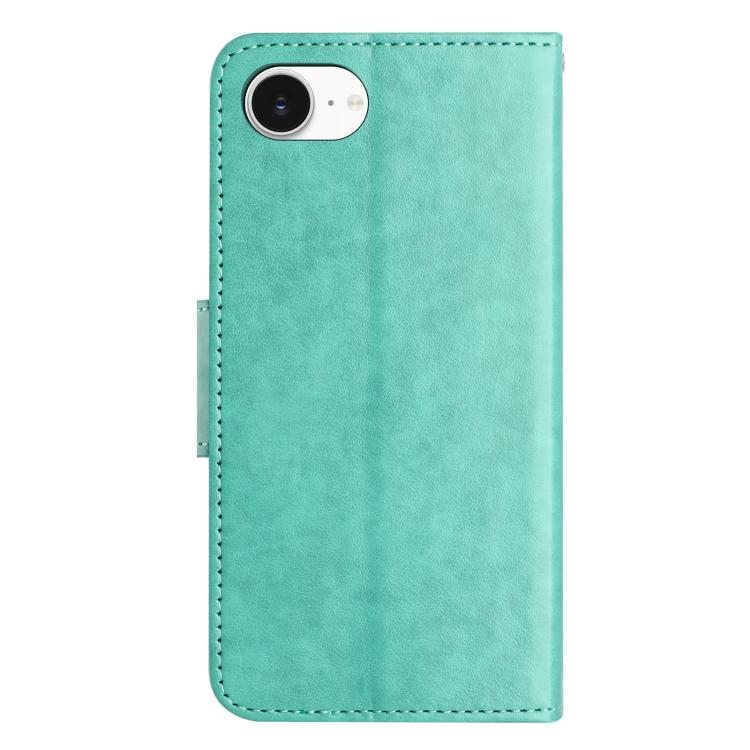 For iPhone 16e Butterfly Flower Pattern Flip Leather Phone Case(Green) - iPhone 16e Cases by PMC TechLife | Online Shopping South Africa | PMC TechLife | Buy Now Pay Later Mobicred