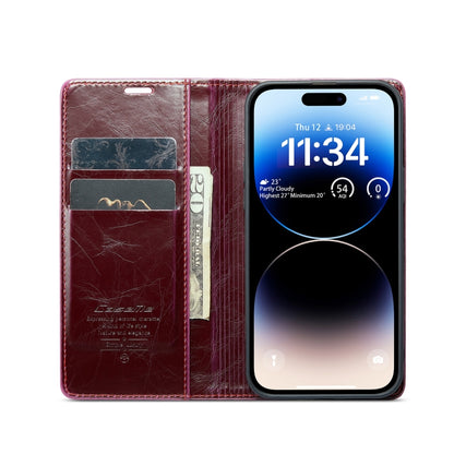 For iPhone 15 Pro Max CaseMe 003 Crazy Horse Texture Leather Phone Case(Red) - iPhone 15 Pro Max Cases by CaseMe | Online Shopping South Africa | PMC Jewellery | Buy Now Pay Later Mobicred