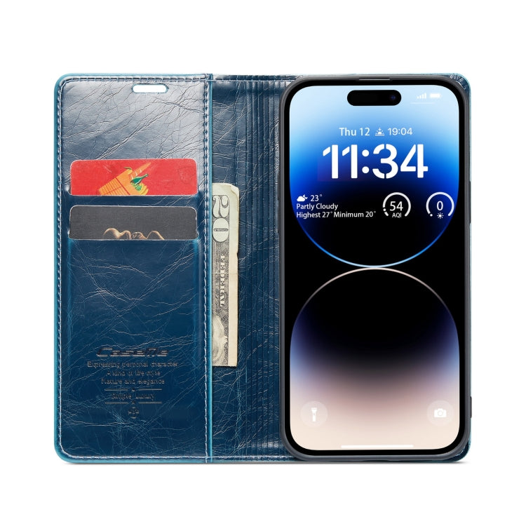 For iPhone 15 Pro Max CaseMe 003 Crazy Horse Texture Leather Phone Case(Blue) - iPhone 15 Pro Max Cases by CaseMe | Online Shopping South Africa | PMC Jewellery | Buy Now Pay Later Mobicred