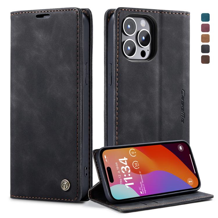 For iPhone 15 Pro Max CaseMe 013 Multifunctional Horizontal Flip Leather Phone Case(Black) - free shipping - PMC TechLife - Order now!