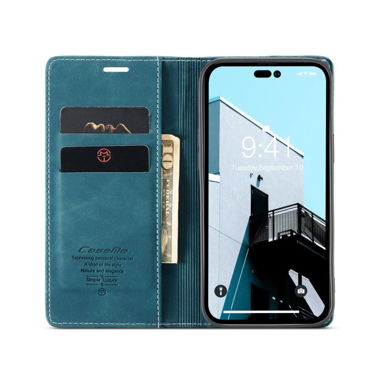 For iPhone 15 Pro CaseMe 013 Multifunctional Horizontal Flip Leather Phone Case(Blue) - iPhone 15 Pro Cases by CaseMe | Online Shopping South Africa | PMC Jewellery | Buy Now Pay Later Mobicred