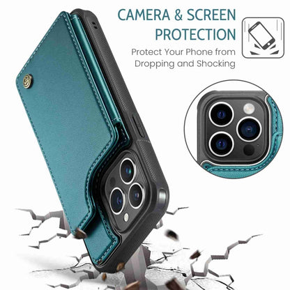 For iPhone 15 Pro Max CaseMe C22 Card Slots Holder RFID Anti-theft Phone Case(Blue Green) - iPhone 15 Pro Max Cases by CaseMe | Online Shopping South Africa | PMC Jewellery | Buy Now Pay Later Mobicred