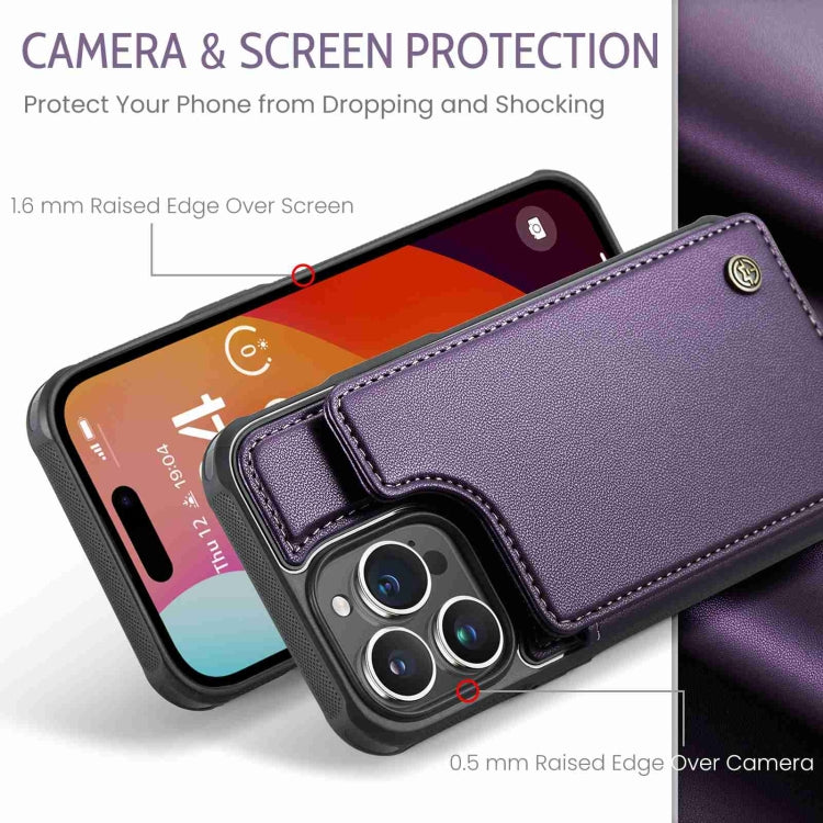 For iPhone 15 Pro Max CaseMe C22 Card Slots Holder RFID Anti-theft Phone Case(Purple) - iPhone 15 Pro Max Cases by CaseMe | Online Shopping South Africa | PMC Jewellery | Buy Now Pay Later Mobicred